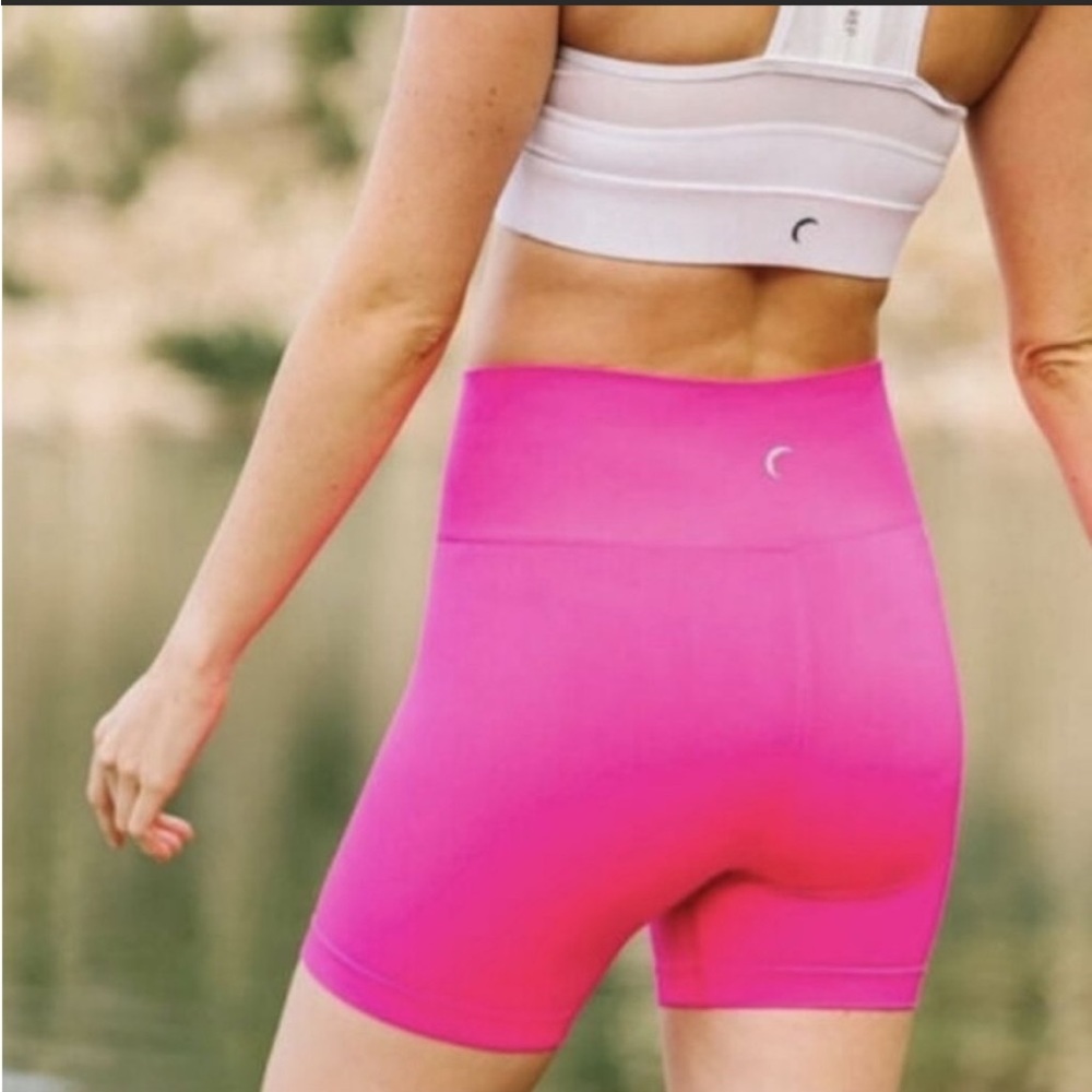Zyia Hot Pink Athletic Hustle Compression Work Out High Waisted Biker Shorts L